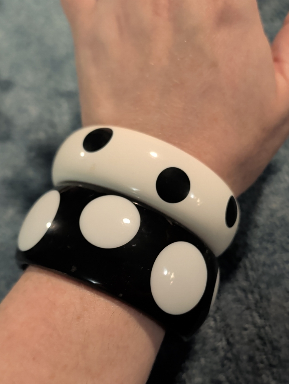 Black and White Polka Dot Resin Bangles - Set of 2